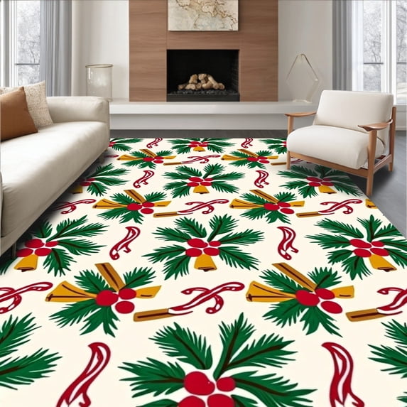 ODIKA 4'x6' Machine Washable Non-Slip Area Rug, Enchanted Hearth Decorative Pathway High Traffic Rug, Green, 621302