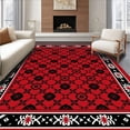 thumbnail image 1 of ODIKA 4'x6' Machine Washable Non-Slip Area Rug, Enchanted Pinewood Quilted Harvest Festival Pathway Charm High Traffic Rug with Pad, Red, 651634, 1 of 8