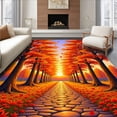 thumbnail image 1 of ODIKA 4'x6' Machine Washable Non-Slip Area Rug, Enchanted Sunset Forest High Traffic Rug, Orange, 511677, 1 of 7