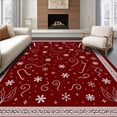 thumbnail image 1 of ODIKA 4'x6' Machine Washable Non-Slip Area Rug, Enchanted Winter Doorstep Greeting Seasonal Accent High Traffic Rug with Pad, Red, 737620, 1 of 8