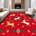 thumbnail image 1 of ODIKA 4'x6' Machine Washable Non-Slip Area Rug, Enchanted Winter Tale with Reindeer Pine Sprigs and Snow Crystal Motifs High Traffic Rug, Red, 733035, 1 of 7