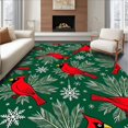 thumbnail image 1 of ODIKA 4'x6' Machine Washable Non-Slip Area Rug, Enchanted Woodland Cardinal Snowflake Christmas Floor High Traffic Rug, Green, 625144, 1 of 7