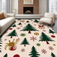 thumbnail image 1 of ODIKA 4'x6' Machine Washable Non-Slip Area Rug, Evergreen Featuring Classic Christmas Icons High Traffic Rug with Pad, Beige, 653201, 1 of 8