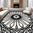 thumbnail image 1 of ODIKA 4'x6' Machine Washable Non-Slip Area Rug, Evoke Starburst With Radiant Medallion Motif High Traffic Rug with Pad, Black, 661385, 1 of 8