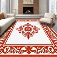 thumbnail image 1 of ODIKA 4'x6' Machine Washable Non-Slip Area Rug, Faded Rococo Filigree with Interlocking Palmette Scroll High Traffic Rug, Red, 659036, 1 of 7