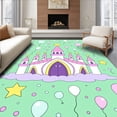 thumbnail image 1 of ODIKA 4'x6' Machine Washable Non-Slip Area Rug, Fairytale Castle Scene with Whimsical Balloons and Accents High Traffic Rug, Green, 724592, 1 of 7