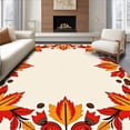 thumbnail image 1 of ODIKA 4'x6' Machine Washable Non-Slip Area Rug, Fall Foliage Welcome with Leaf and Acorn Border Design High Traffic Rug, Red, 605374, 1 of 7