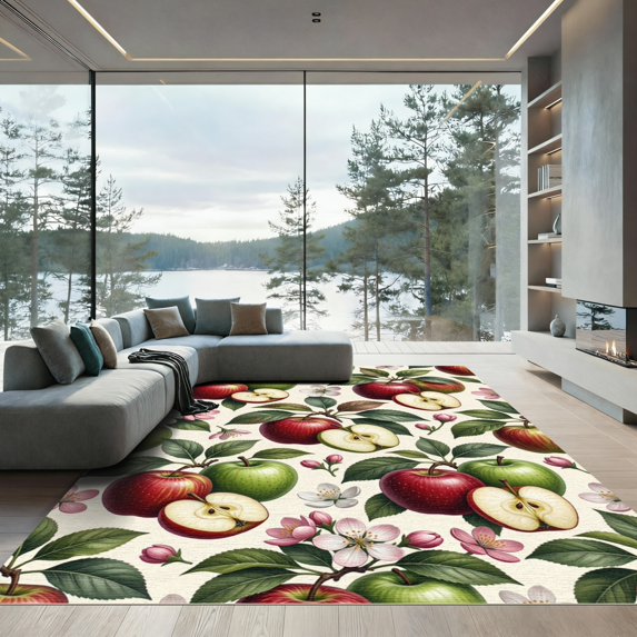 ODIKA 4'x6' Machine Washable Non-Slip Area Rug, Farmhouse Red High Traffic Rug, Red, 1181313