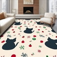 thumbnail image 1 of ODIKA 4'x6' Machine Washable Non-Slip Area Rug, Feline Festivity Holiday Doormat With Snowflake Winter Paw Prints High Traffic Rug with Pad, Beige, 609417, 1 of 8