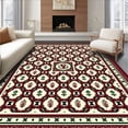 thumbnail image 1 of ODIKA 4'x6' Machine Washable Non-Slip Area Rug, Festive Argyle Scrollwork High Traffic Rug, Burgundy, 639584, 1 of 7