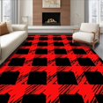 thumbnail image 1 of ODIKA 4'x6' Machine Washable Non-Slip Area Rug, Festive Buffalo Check Plaid With Classic Holiday Charm High Traffic Rug with Pad, Red, 652168, 1 of 8
