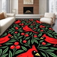 thumbnail image 1 of ODIKA 4'x6' Machine Washable Non-Slip Area Rug, Festive Cardinal Birds Perched Among Berries and Evergreen Sprigs High Traffic Rug, Red, 732230, 1 of 7