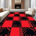 thumbnail image 1 of ODIKA 4'x6' Machine Washable Non-Slip Area Rug, Festive Checkered Holiday Welcome with Traditional Plaid Design High Traffic Rug, Red, 504147, 1 of 7