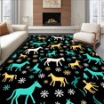 thumbnail image 1 of ODIKA 4'x6' Machine Washable Non-Slip Area Rug, Festive Equine Patchwork with Playful Abstract High Traffic Rug with Pad, Black, 644803, 1 of 8