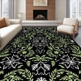 thumbnail image 1 of ODIKA 4'x6' Machine Washable Non-Slip Area Rug, Festive Evergreen Branches Intertwined with Sparkling Snowflake Motifs High Traffic Rug, Black, 621298, 1 of 7