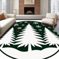 thumbnail image 1 of ODIKA 4'x6' Machine Washable Non-Slip Area Rug, Festive Evergreen Snowfall Semi Circle Entrance Welcome High Traffic Rug with Pad, Green, 612584, 1 of 8