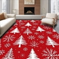 thumbnail image 1 of ODIKA 4'x6' Machine Washable Non-Slip Area Rug, Festive Evergreen with Twinkling Accents High Traffic Rug, Red, 632895, 1 of 7