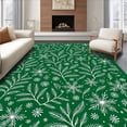 thumbnail image 1 of ODIKA 4'x6' Machine Washable Non-Slip Area Rug, Festive Evergreen Wreath Featuring Elegant Swirls and Snowflake Accents High Traffic Rug with Pad, Green, 734748, 1 of 8