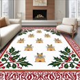 thumbnail image 1 of ODIKA 4'x6' Machine Washable Non-Slip Area Rug, Festive Feline Latch Hook Design With Holiday Ornamentation High Traffic Rug, Red, 650336, 1 of 7