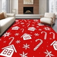 thumbnail image 1 of ODIKA 4'x6' Machine Washable Non-Slip Area Rug, Festive Gingerbread Village Scene With Canes And Snowflakes High Traffic Rug with Pad, Red, 733844, 1 of 8
