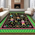 thumbnail image 1 of ODIKA 4'x6' Machine Washable Non-Slip Area Rug, Festive Holiday Celebration Kneeling Cushion With Playful Artwork High Traffic Rug with Pad, Black, 725694, 1 of 8