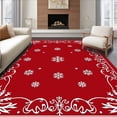 thumbnail image 1 of ODIKA 4'x6' Machine Washable Non-Slip Area Rug, Festive Holiday Snowflake Swirl Winter Celebration High Traffic Rug with Pad, Red, 546102, 1 of 8