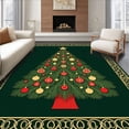 thumbnail image 1 of ODIKA 4'x6' Machine Washable Non-Slip Area Rug, Festive Holiday Tree Semi Circle Entrance High Traffic Rug with Pad, Green, 605536, 1 of 8