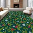 thumbnail image 1 of ODIKA 4'x6' Machine Washable Non-Slip Area Rug, Festive Holly Berry Vine Anti Fatigue with Snowflake High Traffic Rug, Green, 734303, 1 of 7