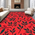 thumbnail image 1 of ODIKA 4'x6' Machine Washable Non-Slip Area Rug, Festive Holly Branch Design Boho Style Decorative Floor High Traffic Rug with Pad, Red, 611787, 1 of 8