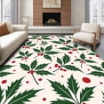 thumbnail image 1 of ODIKA 4'x6' Machine Washable Non-Slip Area Rug, Festive Holly Pine Leaf Yuletide Holiday Farmhouse High Traffic Rug with Pad, Green, 732220, 1 of 8