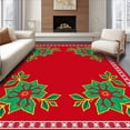 thumbnail image 1 of ODIKA 4'x6' Machine Washable Non-Slip Area Rug, Festive Holly Wreath with Snowflake Border Design High Traffic Rug, Red, 605900, 1 of 5