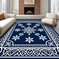 thumbnail image 1 of ODIKA 4'x6' Machine Washable Non-Slip Area Rug, Festive Nordic Motif with Elegant Winter High Traffic Rug with Pad, Blue, 643224, 1 of 8