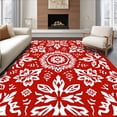 thumbnail image 1 of ODIKA 4'x6' Machine Washable Non-Slip Area Rug, Festive Nordic Snowflake Medallion Modern Holiday Motif High Traffic Rug, Red, 614538, 1 of 7