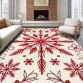 thumbnail image 1 of ODIKA 4'x6' Machine Washable Non-Slip Area Rug, Festive Nordic Starburst and Winter Botanical Motif High Traffic Rug, Red, 611105, 1 of 7