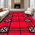 thumbnail image 1 of ODIKA 4'x6' Machine Washable Non-Slip Area Rug, Festive Plaid Featuring Snowflake Motifs High Traffic Rug with Pad, Red, 732398, 1 of 8