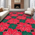 thumbnail image 1 of ODIKA 4'x6' Machine Washable Non-Slip Area Rug, Festive Poinsettia Bloom Design Boho Style Non Slip Base High Traffic Rug, Pink, 611738, 1 of 7