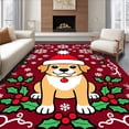 thumbnail image 1 of ODIKA 4'x6' Machine Washable Non-Slip Area Rug, Festive Puppy Holiday Welcome Entryway Decoration High Traffic Rug, Red, 623556, 1 of 7