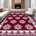 thumbnail image 1 of ODIKA 4'x6' Machine Washable Non-Slip Area Rug, Festive Rustic Snowflake Winter Holiday Hearth High Traffic Rug, Red, 731637, 1 of 7