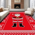 thumbnail image 1 of ODIKA 4'x6' Machine Washable Non-Slip Area Rug, Festive Santa Motif Punch Needle with Whimsical Holiday Accents High Traffic Rug with Pad, Red, 636083, 1 of 8