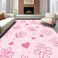 thumbnail image 1 of ODIKA 4x6 Machine Washable Non-Slip Area Rug, Festive Scattered Hearts and Sparkling Confetti with Radiant Petal Motifs High Traffic Rug, Pink, 740005, 1 of 7