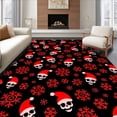 thumbnail image 1 of ODIKA 4'x6' Machine Washable Non-Slip Area Rug, Festive Skull Santa Hat Winter Holiday Bathroom High Traffic Rug with Pad, Black, 735380, 1 of 8