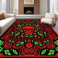 thumbnail image 1 of ODIKA 4'x6' Machine Washable Non-Slip Area Rug, Festive Skull and Holly Interlocking with Nordic Winter Motifs High Traffic Rug, Black, 641632, 1 of 7