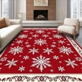 thumbnail image 1 of ODIKA 4'x6' Machine Washable Non-Slip Area Rug, Festive Snowflake Hearth Accent Winter Holiday Decoration High Traffic Rug with Pad, Red, 506211, 1 of 8