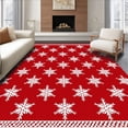 thumbnail image 1 of ODIKA 4'x6' Machine Washable Non-Slip Area Rug, Festive Snowflake Holiday with Intricate Winter Design High Traffic Rug with Pad, Red, 611492, 1 of 8