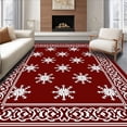 thumbnail image 1 of ODIKA 4'x6' Machine Washable Non-Slip Area Rug, Festive Snowflake Lattice Holiday Floor Decoration Accent High Traffic Rug with Pad, Red, 607161, 1 of 8