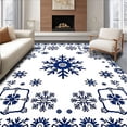 thumbnail image 1 of ODIKA 4'x6' Machine Washable Non-Slip Area Rug, Festive Snowflake Toilet Lid Cover Holiday Bathroom Decoration High Traffic Rug, Blue, 625980, 1 of 7
