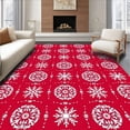 thumbnail image 1 of ODIKA 4'x6' Machine Washable Non-Slip Area Rug, Festive Snowflake Winter Wonderland Holiday Decoration Throw High Traffic Rug with Pad, Red, 505869, 1 of 8