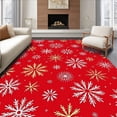 thumbnail image 1 of ODIKA 4'x6' Machine Washable Non-Slip Area Rug, Festive Starburst Snowflake with Whimsical Holiday Accents High Traffic Rug with Pad, Red, 632553, 1 of 8