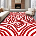 thumbnail image 1 of ODIKA 4'x6' Machine Washable Non-Slip Area Rug, Festive Swirl Cane Spiral Accent with Peppermint Stripes High Traffic Rug, Red, 654946, 1 of 7