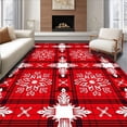 thumbnail image 1 of ODIKA 4'x6' Machine Washable Non-Slip Area Rug, Festive Tartan Checkered with Nordic Snowflake Motifs High Traffic Rug with Pad, Red, 508411, 1 of 8